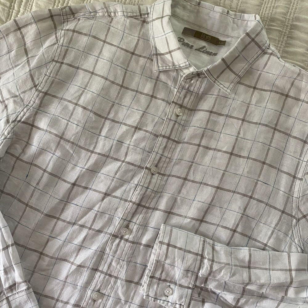 Raffi Two Color Pure Linen XL Buttondown Longsleeved Shirt Professional‎ White
